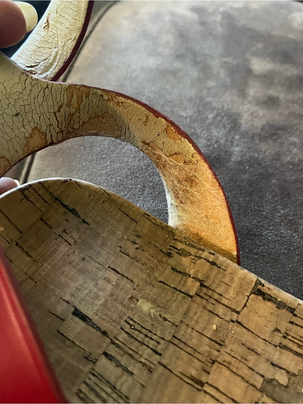 Coach Red Leather Ankle-Strap Sandals with Gold Accents - Picture 5 of 8